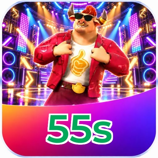 Interface da plataforma 55s mostrando slots populares e bônus de boas-vindas
